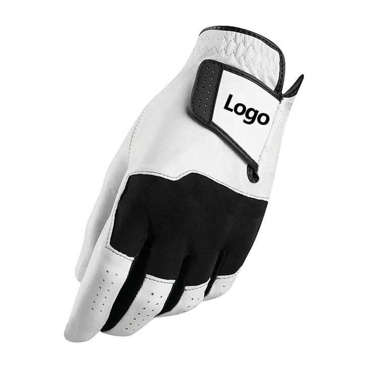 Soft White Cabretta Leather With Breathable Black Lycra Customized Golf Glove